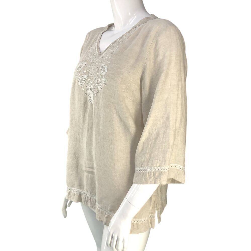 Tommy Bahama Womens Size L Tunic Top Embroidered Beaded Linen *TINY FLAW - Picture 6 of 16